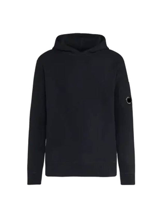 Lambswool Knit Hoodie Black - CP COMPANY - BALAAN 2