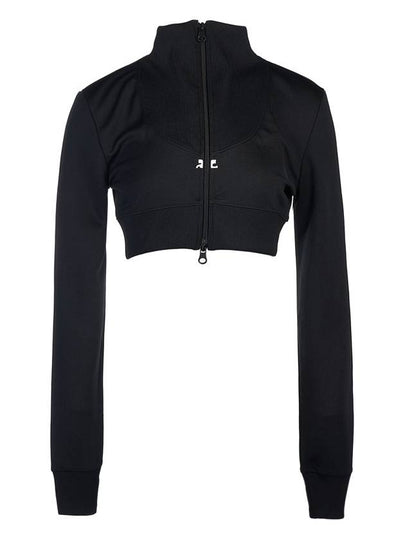 Crop Maxi Rib Track Jacket Black - COURREGES - BALAAN 2