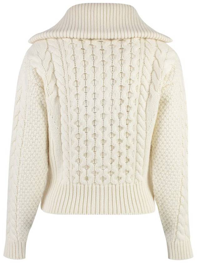 cable wool cashmere knit top white - PATOU - BALAAN 3