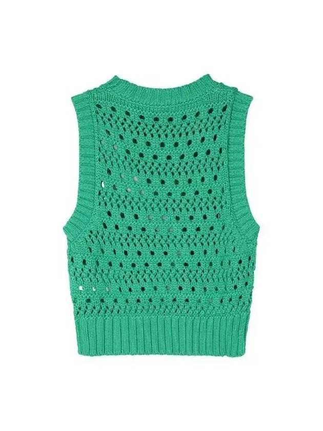 Logo Intarsia Knit Vest Green - GANNI - BALAAN 3