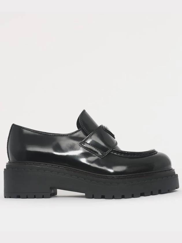 Triangle Logo Leather Loafers Black - PRADA - BALAAN 3