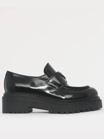 Triangle Logo Leather Loafers Black - PRADA - BALAAN 2