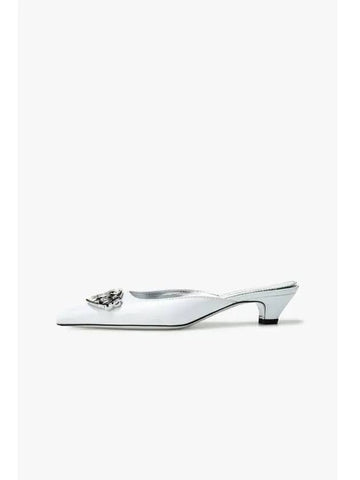 Women s Gothic Logo Leather Mule Sandals White - DSQUARED2 - BALAAN 1