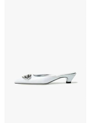 Women s Gothic Logo Leather Mule Sandals White - DSQUARED2 - BALAAN 1