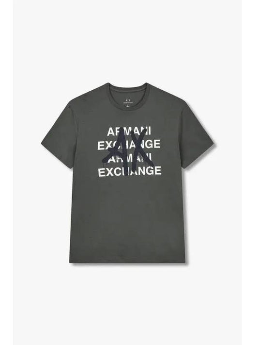 Men s Multi Logo Graphic T Shirt Dark Khaki - ARMANI EXCHANGE - BALAAN 1