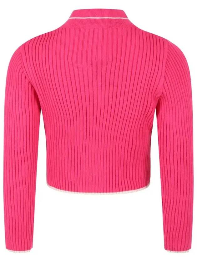 Kids Neckline Logo Ribbed Knit Pink MS029179 044 - MSGM - BALAAN 3