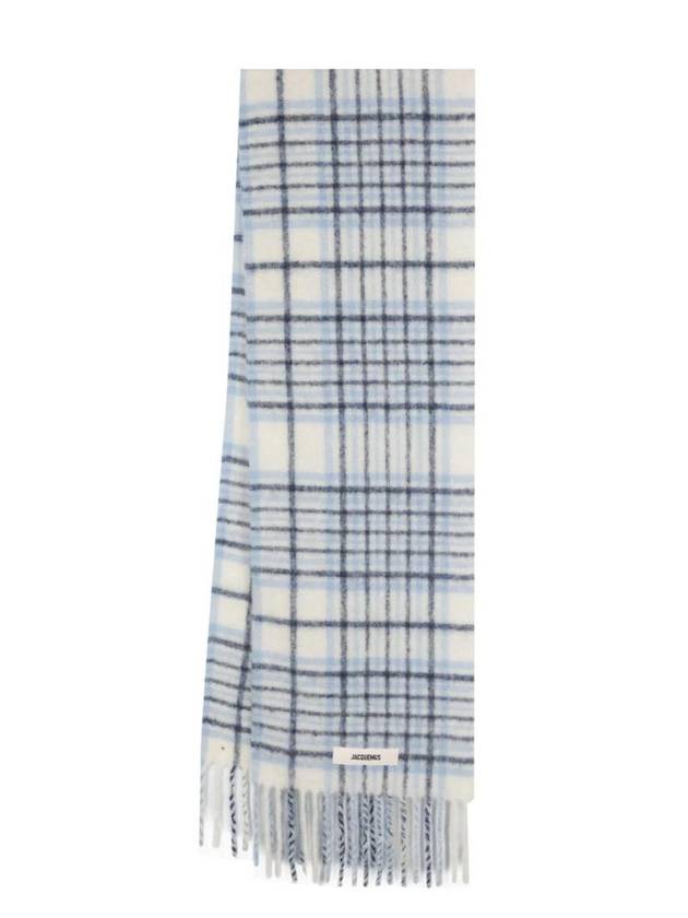 L’echarpe Carro Le Chouchou Jacquard Check Scarf Light Blue - JACQUEMUS - BALAAN 1