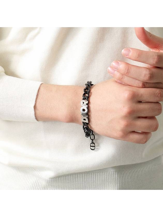 Chain Link Bracelet Black - DIOR - BALAAN 5