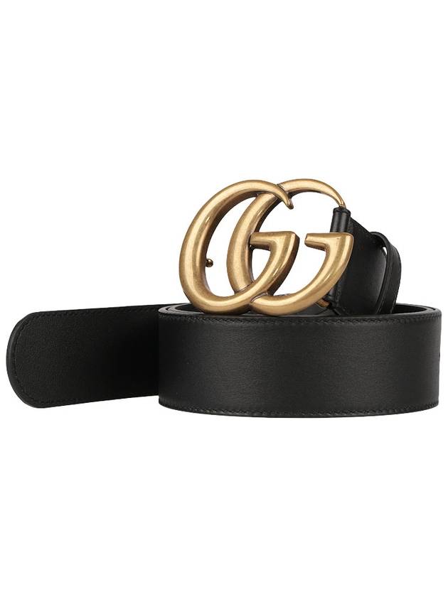 GG Marmont Buckle Leather Belt Black - GUCCI - BALAAN 3