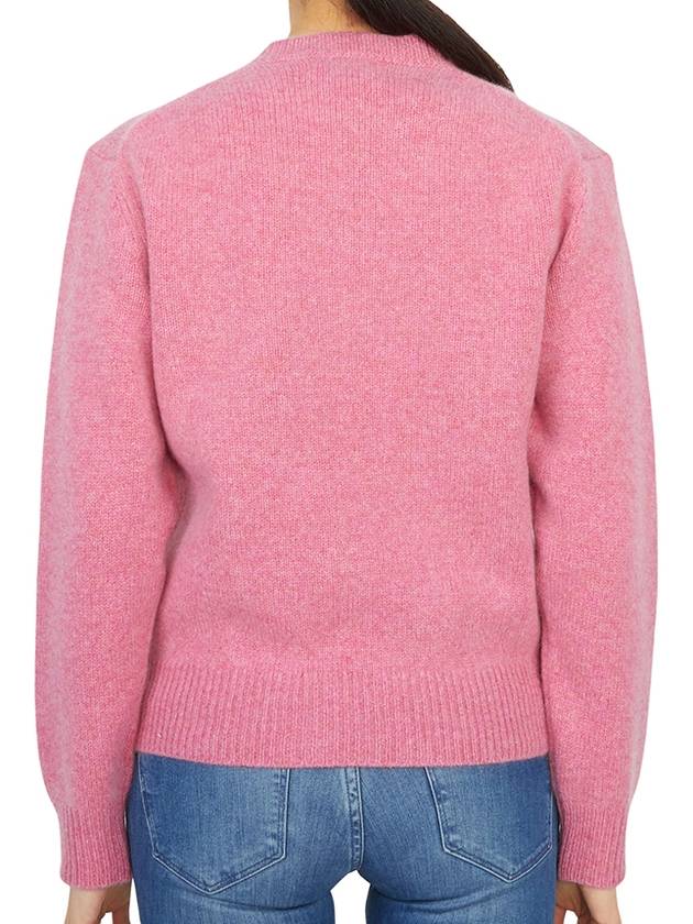 Embroidered Logo Crew Neck Wool Knit Top Pink - SPORTY & RICH - BALAAN 5