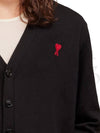 Red Heart Logo Merino Wool Cardigan Black - AMI - BALAAN 6