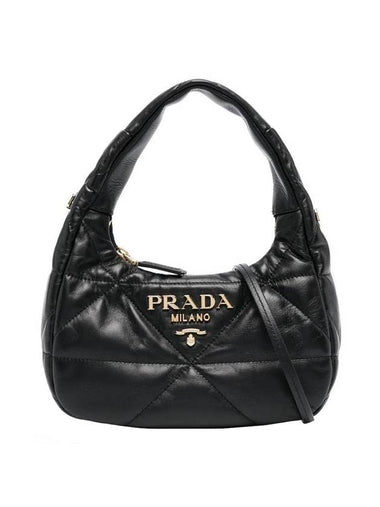 Nappa Leather Mini Bag with Topstitching Black - PRADA - BALAAN 1