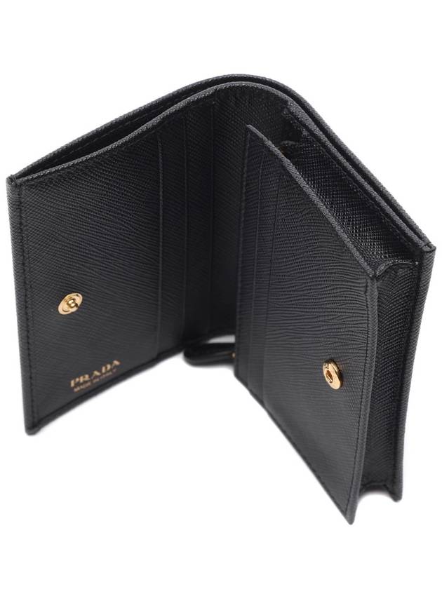 Small Saffiano Leather Half Wallet Black - PRADA - BALAAN 7