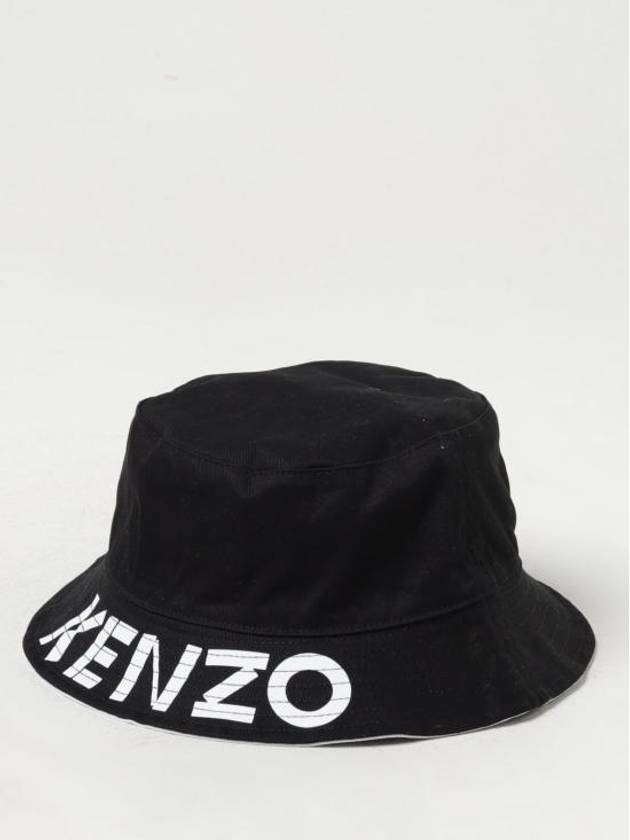 Logo Print Reversible Cotton Bucket Hat Black - KENZO - BALAAN 2