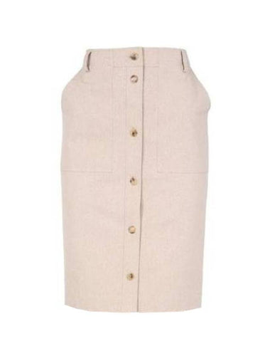 Women's Safari SAFARI Button H-Line Skirt Ivory - MOSCHINO - BALAAN 1