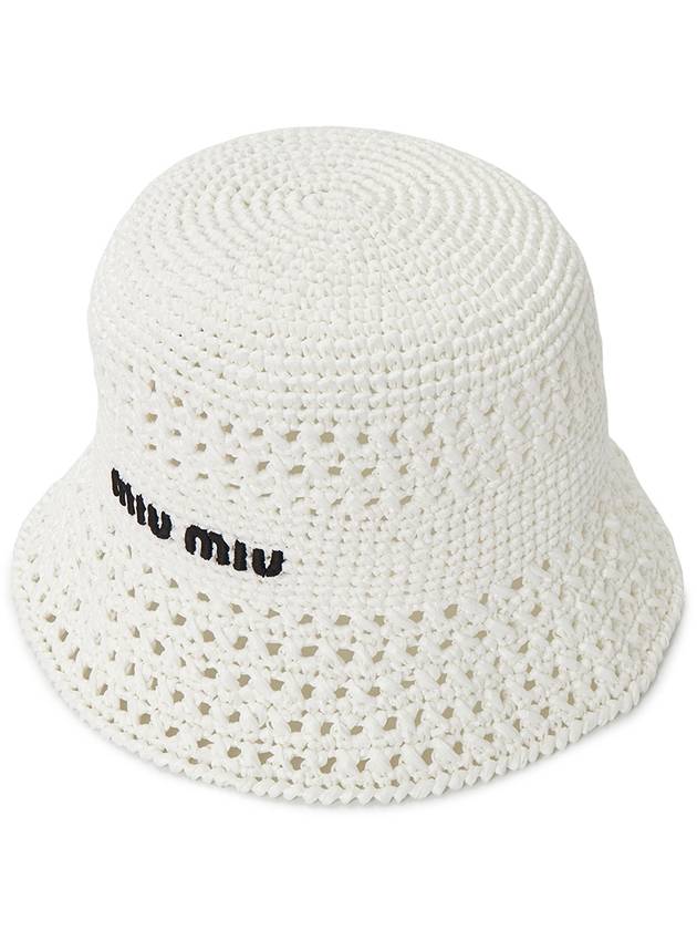 Woven Fabric Bucket Hat White - MIU MIU - BALAAN 2