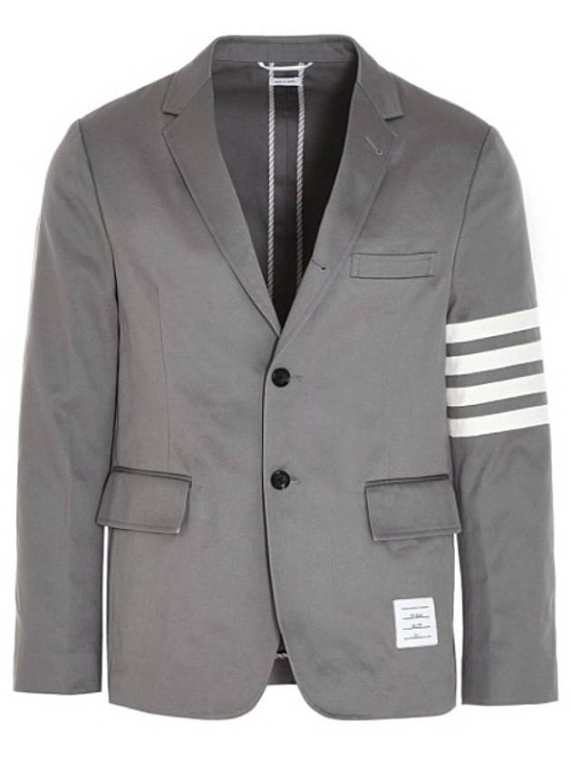 4 Bar Armband Cotton Blazer Jacket Grey - THOM BROWNE - BALAAN 1