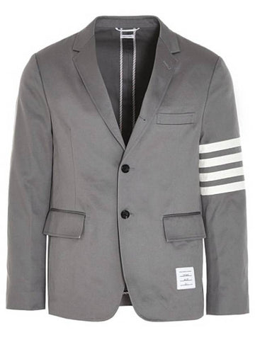 4 Bar Armband Cotton Blazer Jacket Grey - THOM BROWNE - BALAAN 1