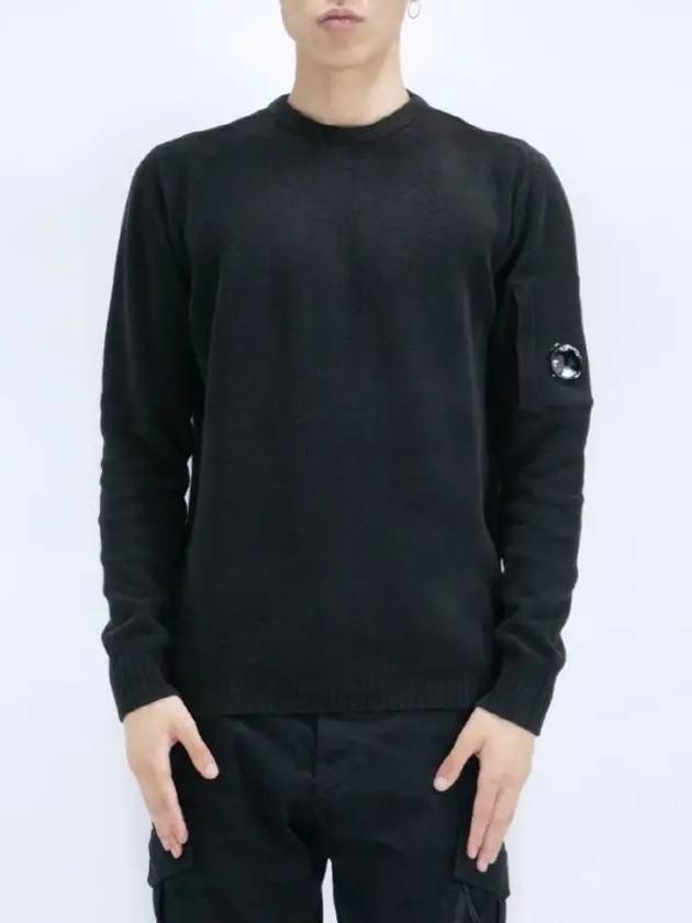 Lens Wappen Crew Neck Knit Top Black - CP COMPANY - BALAAN 2