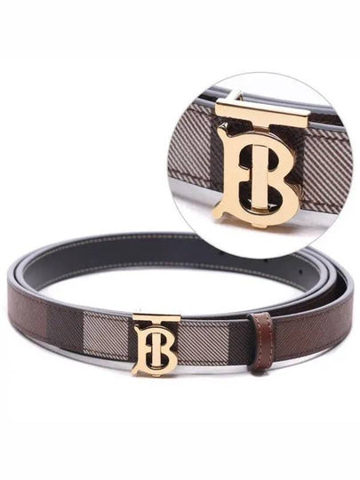 Reversible Checked Leather Belt Dark Birch Brown - BURBERRY - BALAAN 2