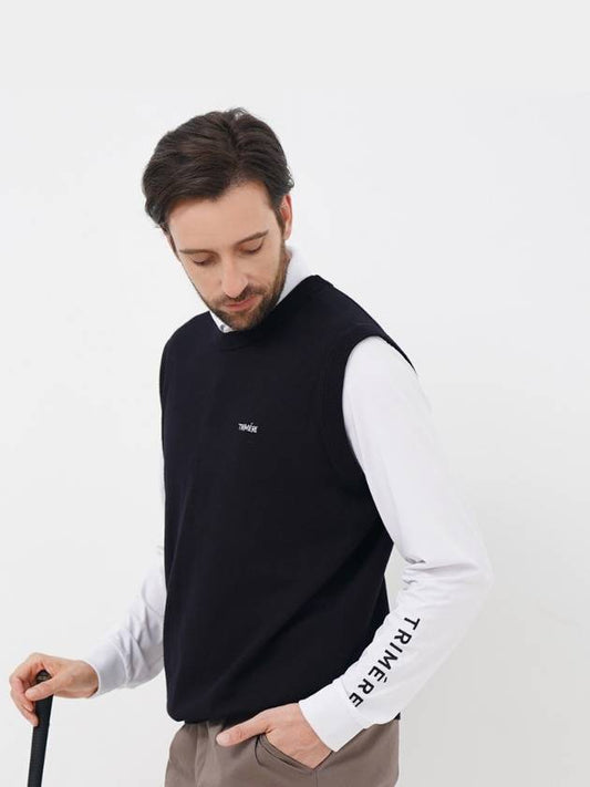Basic font knit vest UNISEX BLACK TMFVN60109 - TRIMERE - BALAAN 1