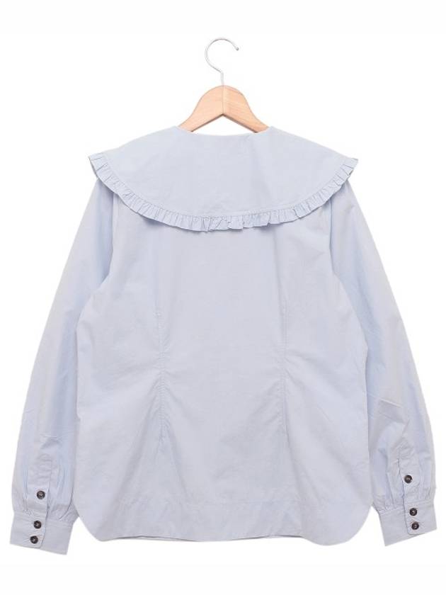 Poplin Frill Collar Shirt Blouse Heather - GANNI - BALAAN 3