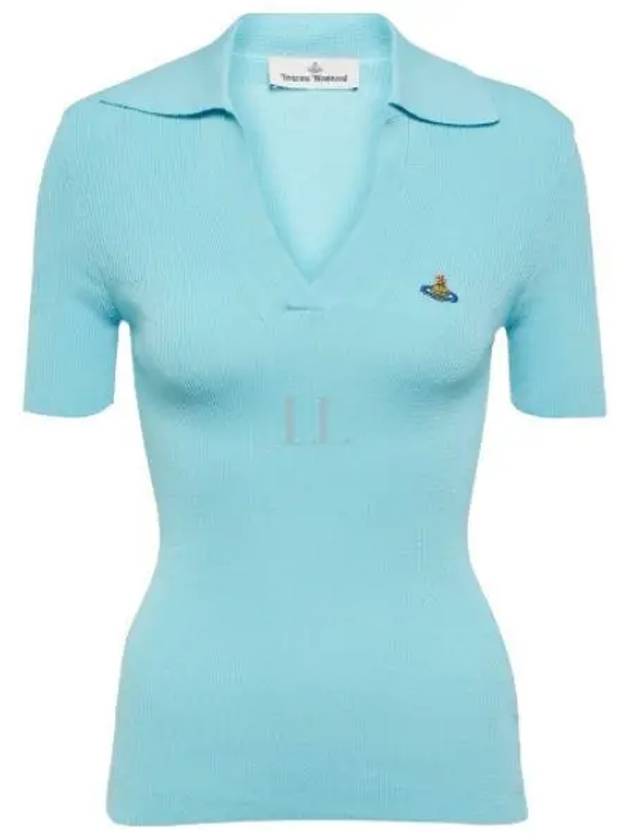 Marina Polo Knit Top Blue - VIVIENNE WESTWOOD - BALAAN 2