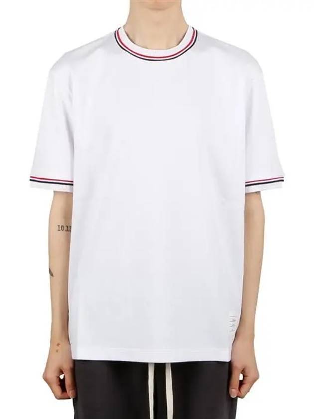 RWB Trimmed Cotton Short Sleeve T-Shirt White - THOM BROWNE - BALAAN 2