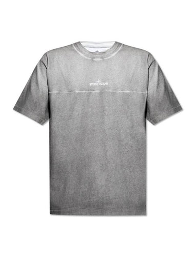 Oxide Spray Cotton Jersey Short Sleeve T-Shirt Grey - STONE ISLAND - BALAAN 1