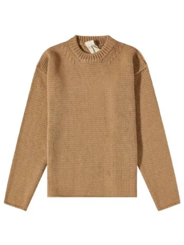 Crew Neck Wool Knit Top Camel - TEN C - BALAAN 2