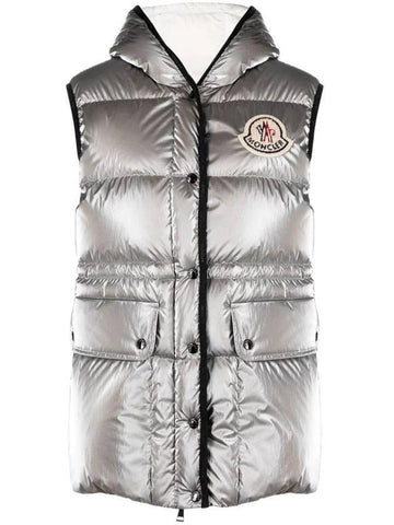 Hera Logo Down Padded Vest Silver - MONCLER - BALAAN 1