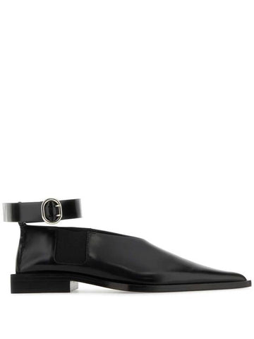 Pointed Toe Leather Flats Black - JIL SANDER - BALAAN 1