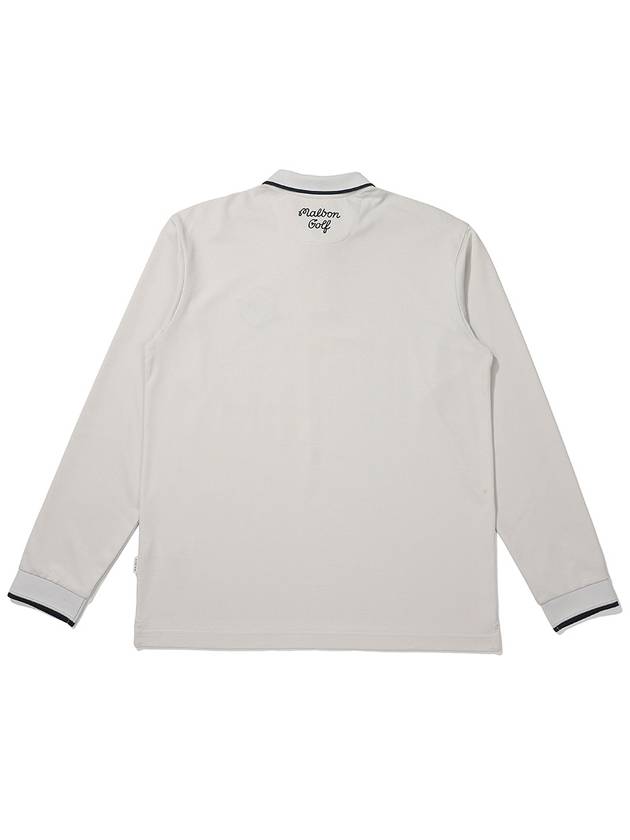 Bucket logo pique long sleeve t shirt LIGHT GRAY MAN - MALBON GOLF - BALAAN 2