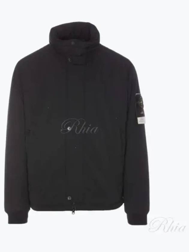 Logo Micro Twill Zip Up Jacket Black - STONE ISLAND - BALAAN 2