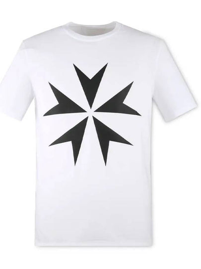 Men's Snow Print Short Sleeve T-Shirt White - NEIL BARRETT - BALAAN 2