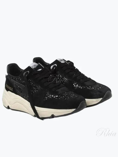 Women's Running Sole Glitter Leather Low Top Sneakers Black - GOLDEN GOOSE - BALAAN 2