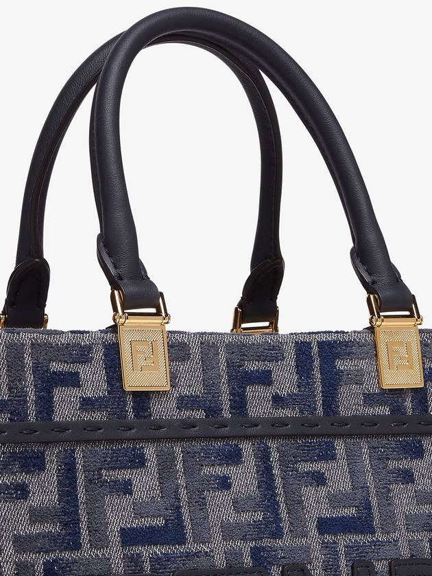 Sunshine FF Chenille Small Tote Bag Dark Blue - FENDI - BALAAN 7