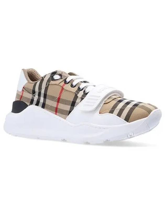 Vintage Check And Leather Sneakers White Archive Beige - BURBERRY - BALAAN 3