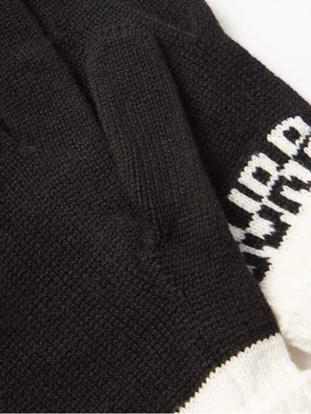 Logo Two-Tone Cashmere Gloves White Black - BURBERRY - BALAAN 5