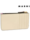 Saffiano Two-Tone Zipper Card Wallet Pink Brown - MARNI - BALAAN 4