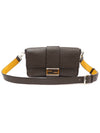 7VA472 Brown leather silver FF logo baguette belt bag 2WAY - FENDI - BALAAN 1