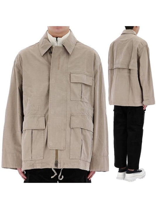 Embroidered Logo Ripstop Jacket Beige - ACNE STUDIOS - BALAAN 2