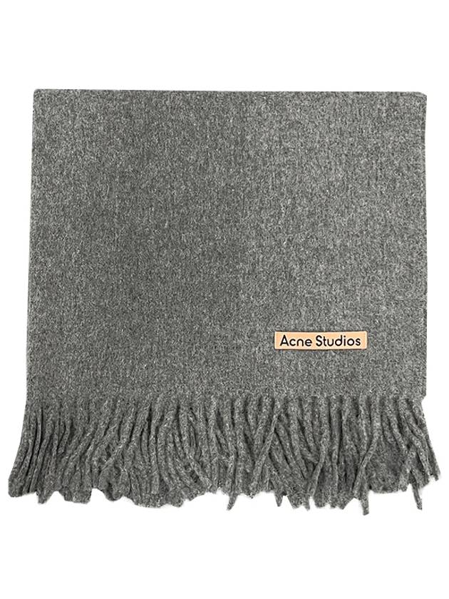 Logo Wool Fringe Scarf Grey - ACNE STUDIOS - BALAAN 2