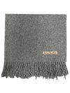 Acne Logo Patch Wool Fringe Scarf Muffler Gray Melange CA0209 990 - ACNE STUDIOS - BALAAN 1