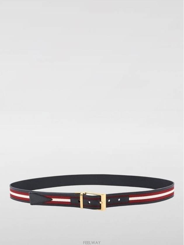 Shiffie Leather Belt Red Black - BALLY - BALAAN 4