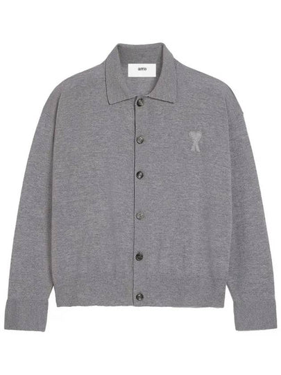 De Coeur Logo Wool Cardigan Heather Grey - AMI - BALAAN 2