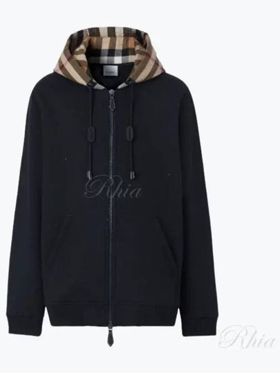 Check Hood Cotton Zip Up Hoodie Black Archive Beige - BURBERRY - BALAAN 2