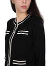 Kendra Button-Up Crew Neck Cardigan Black - TORY BURCH - BALAAN 4