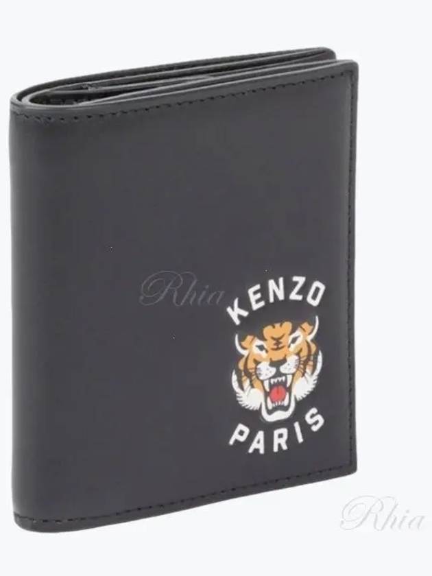 Tiger Varsity Leather Half Wallet Black - KENZO - BALAAN 2