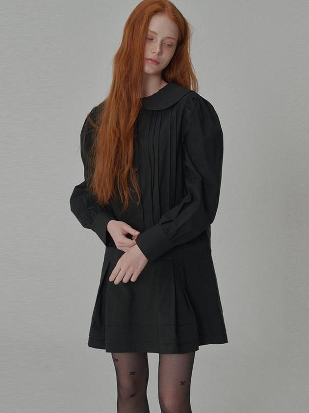 Round Collar Pin tuck Mini Dress Black - OPENING SUNSHINE - BALAAN 3